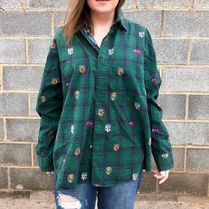 Ski Lodge Logo‎ Themed Plaid Salty Dog Shirt